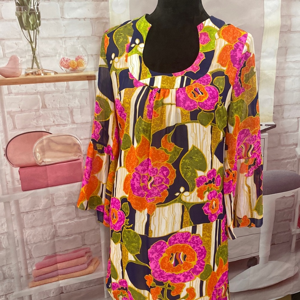 COPY - Floral Print Silk Trina Turk Dress Size 0